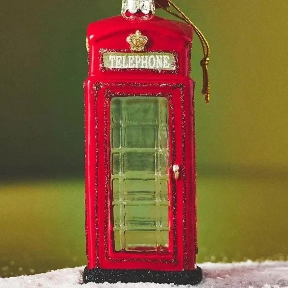 NWT Anthropologie British Telephone Christmas Ornament